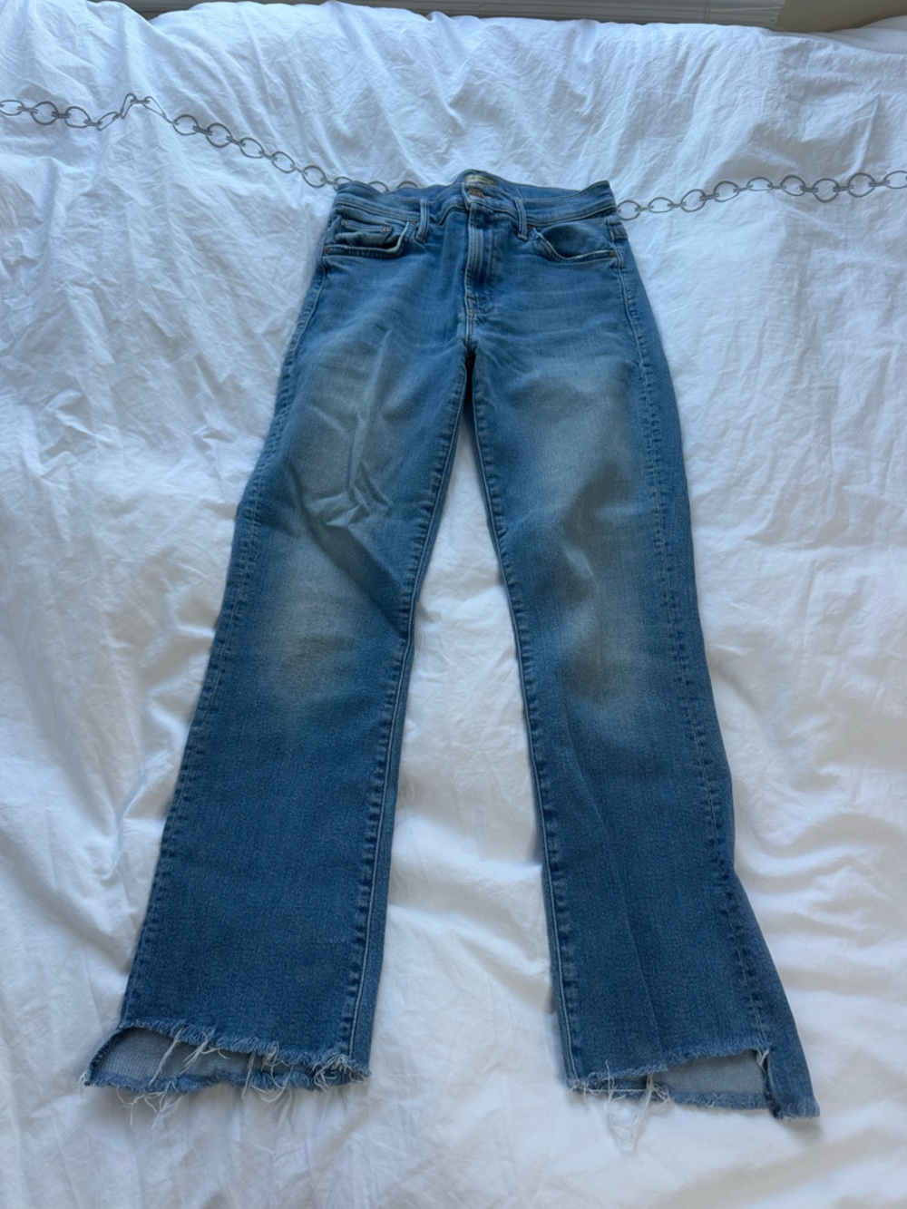 MOTHER Women's Blue Washed Straight Leg Jeans